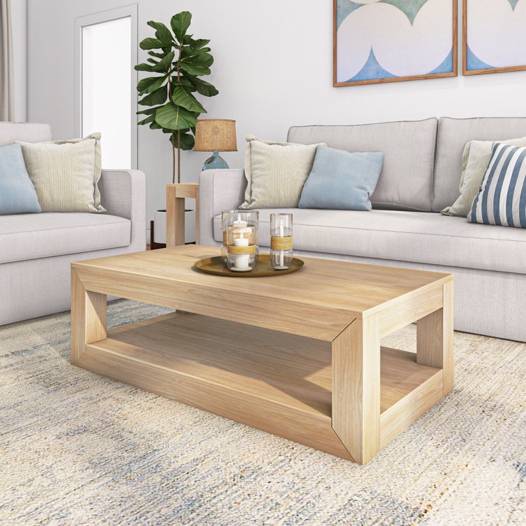 Casidy Solid Wood Coffee Table Wade Logan Color Seashell Wirebrush